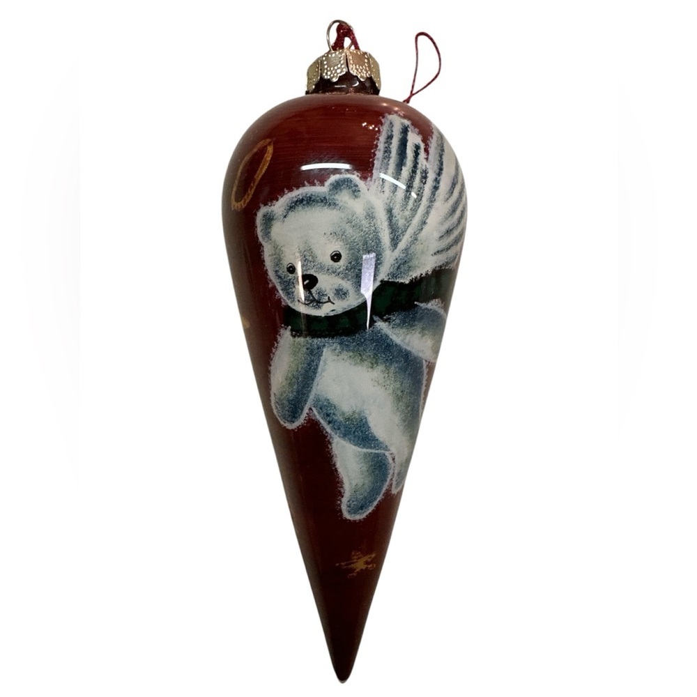 Figi Inside Art 1999 Handblown Hand Painted Angel Bear Christmas Ornament